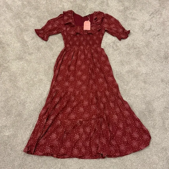 Ivy City co Gracie Maxi Dress in Wine burgundy Cotton size small NWT - Picture 4 of 13